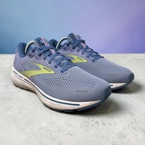 Brooks Ghost 14 Womens Size 11 B Running Shoes Blue Purple Lime 1203561B544